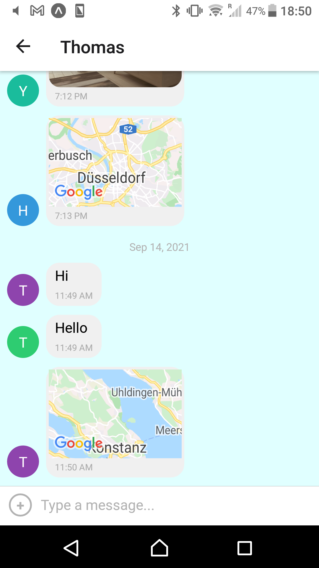Screenshot showing part of the Chat App