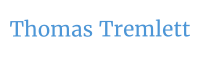 Logo for Thomas Tremlett, his name in blue letters